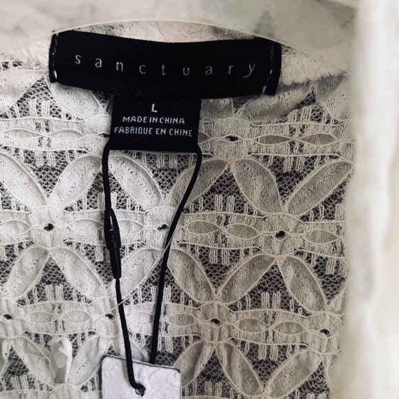 Sanctuary - Lace Mock Neck Top Ivory Size L - Picture 7 of 15